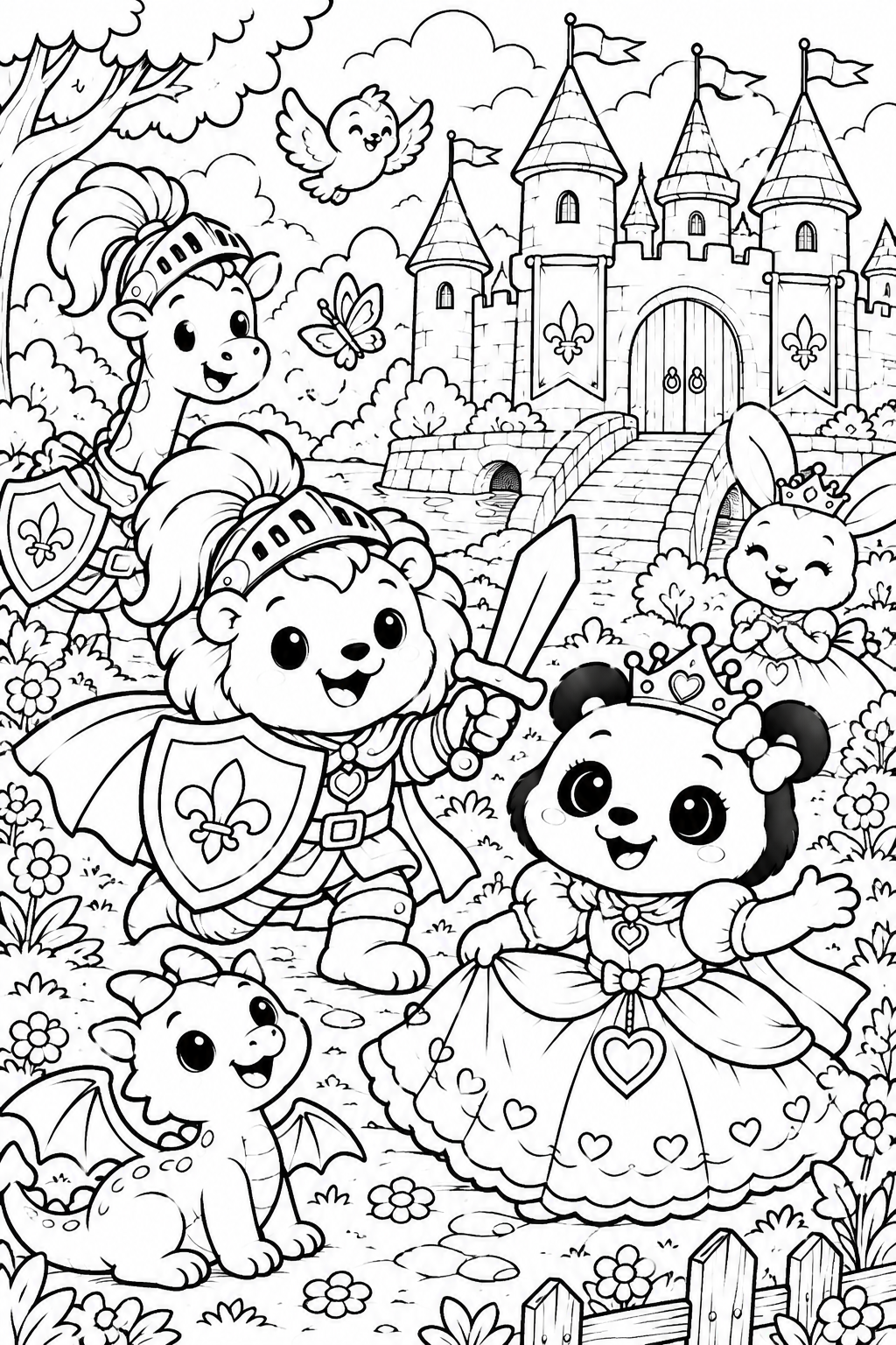 Coloriage 2 – Chevalier & Princesse
