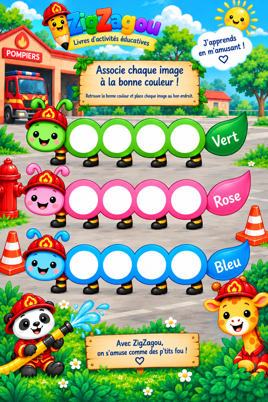 Chenille des couleurs pompier