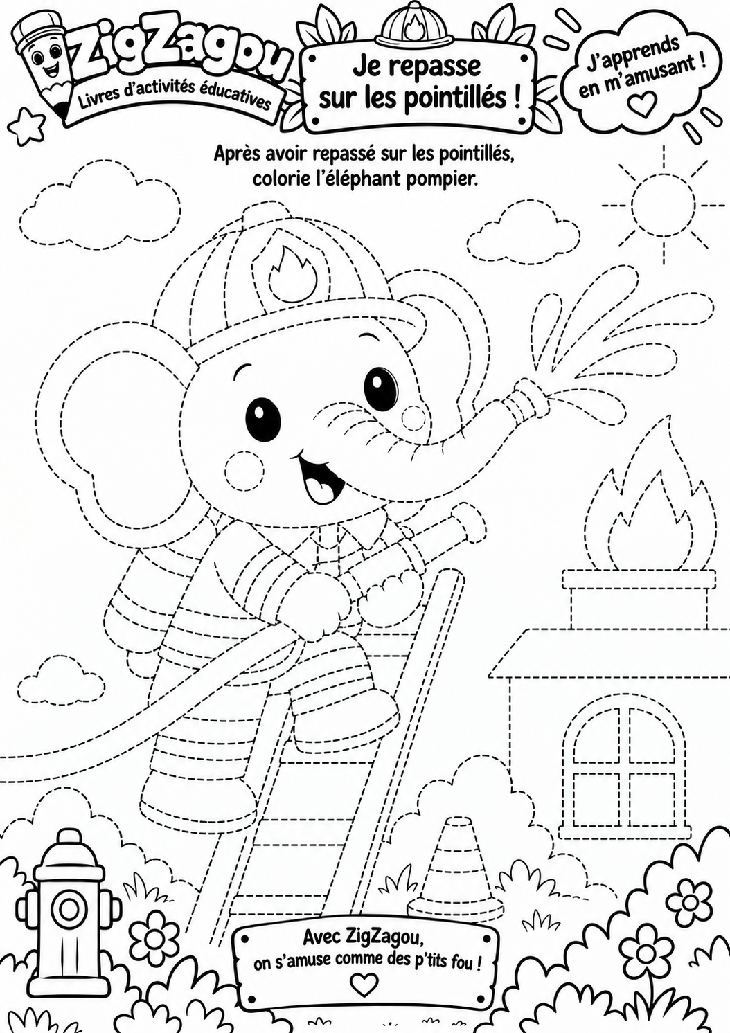 Dessin pointillé 3 pompier