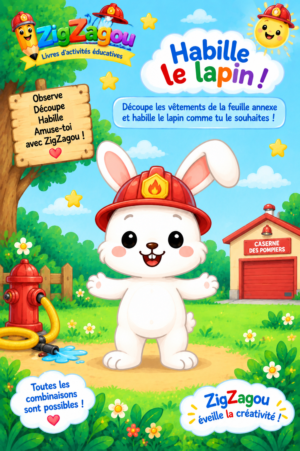 Habille le lapin pompier