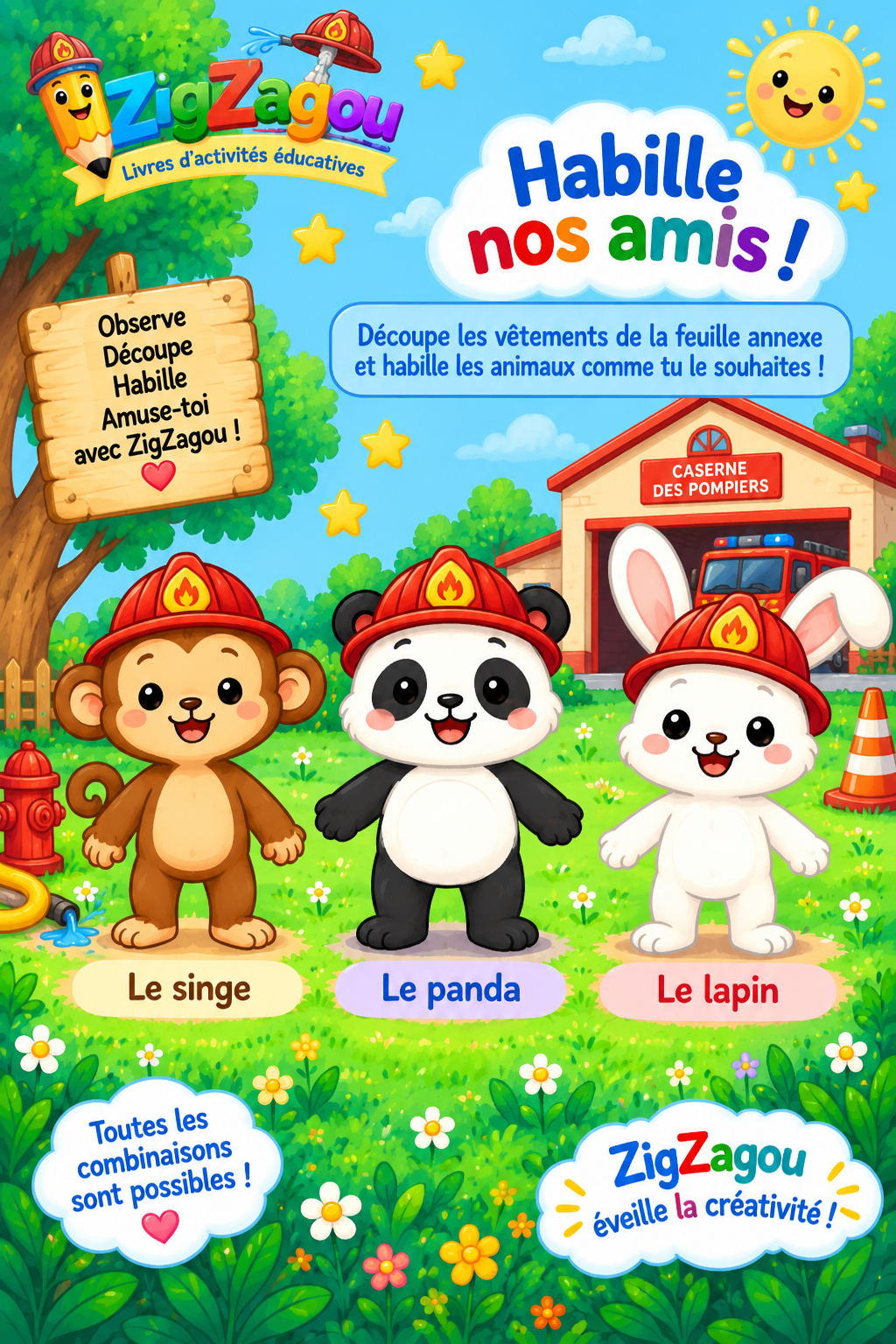 Habille les animaux pompier